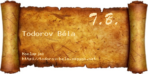 Todorov Béla névjegykártya